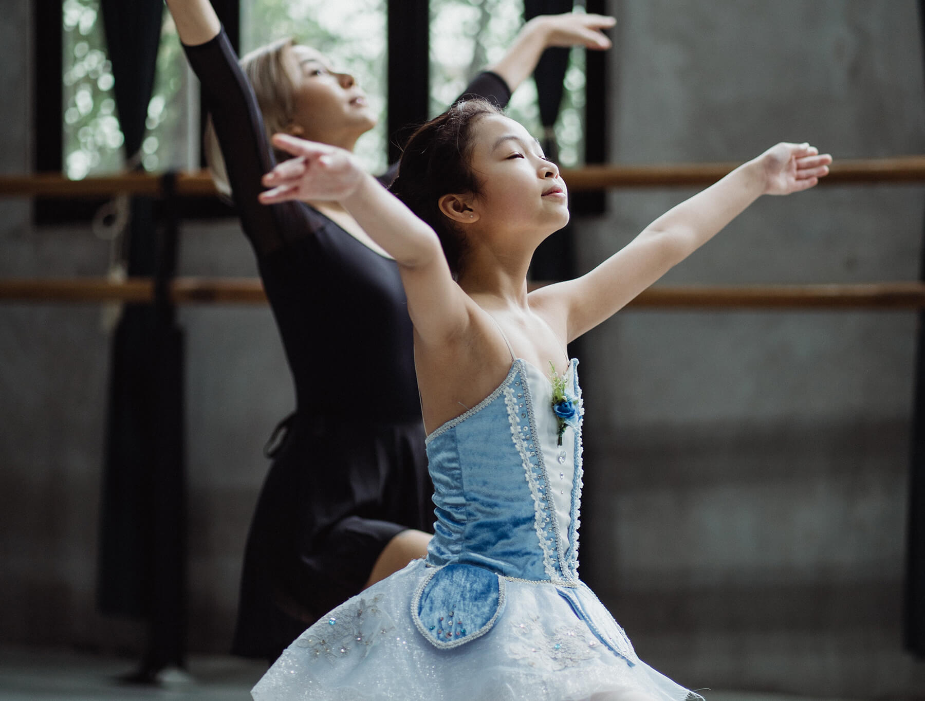 Young child dancing ballet